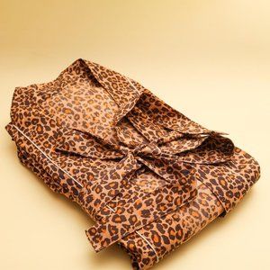Leopard Print Bath Rob Cotton Kimono Robe Cotton Poplin Women's Cotton Bath Robe